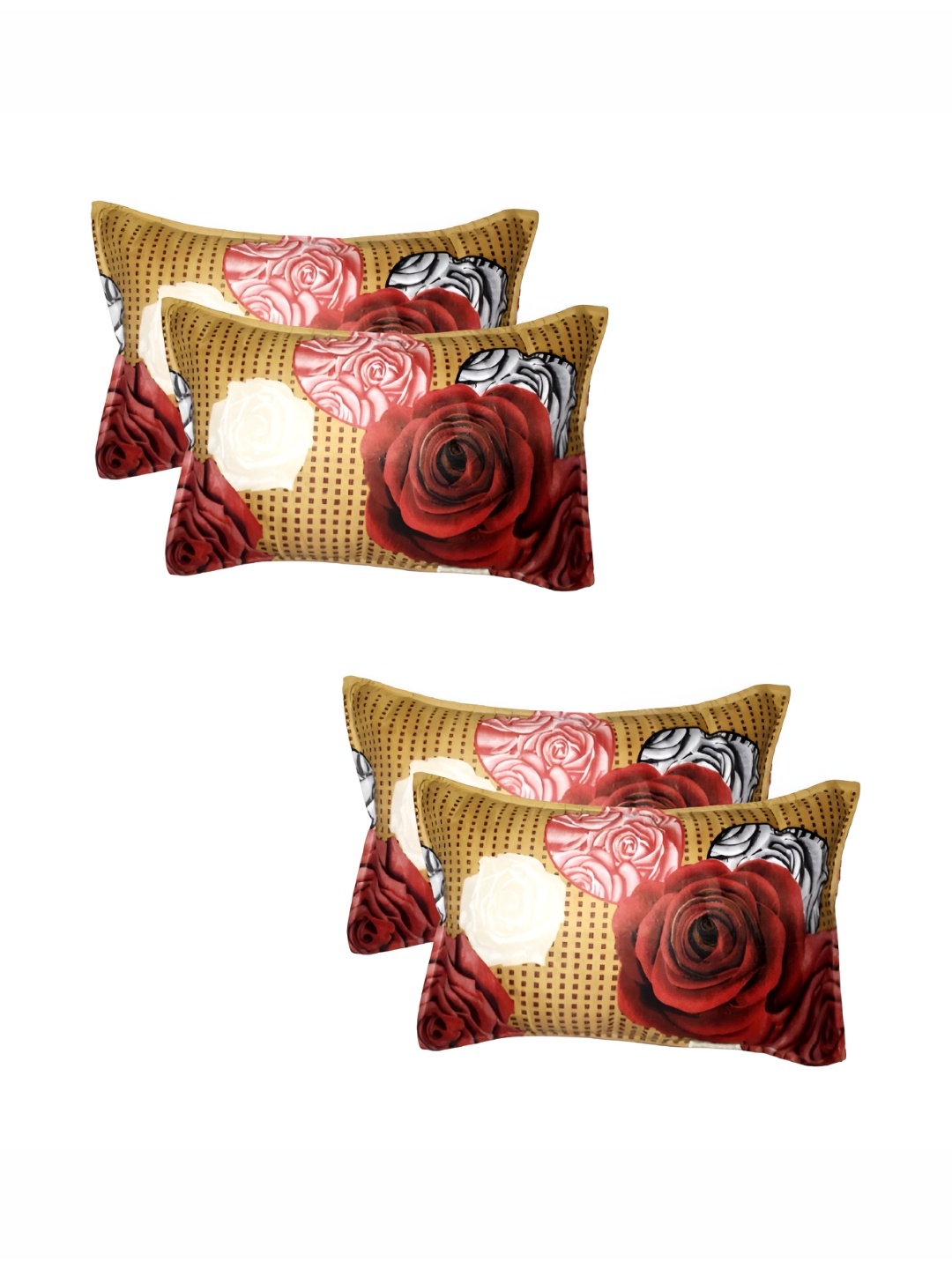 

Supreme Home Collective Gold Toned 4 Pieces Floral Pure Cotton Rectangle Pillow Covers