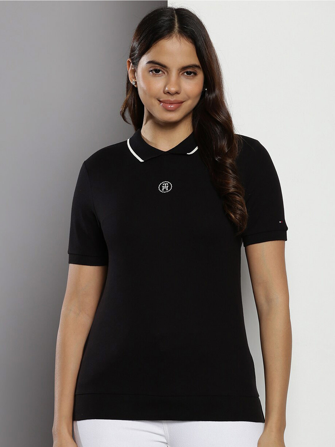 

Tommy Hilfiger Polo Collar Cotton T-shirt, Black