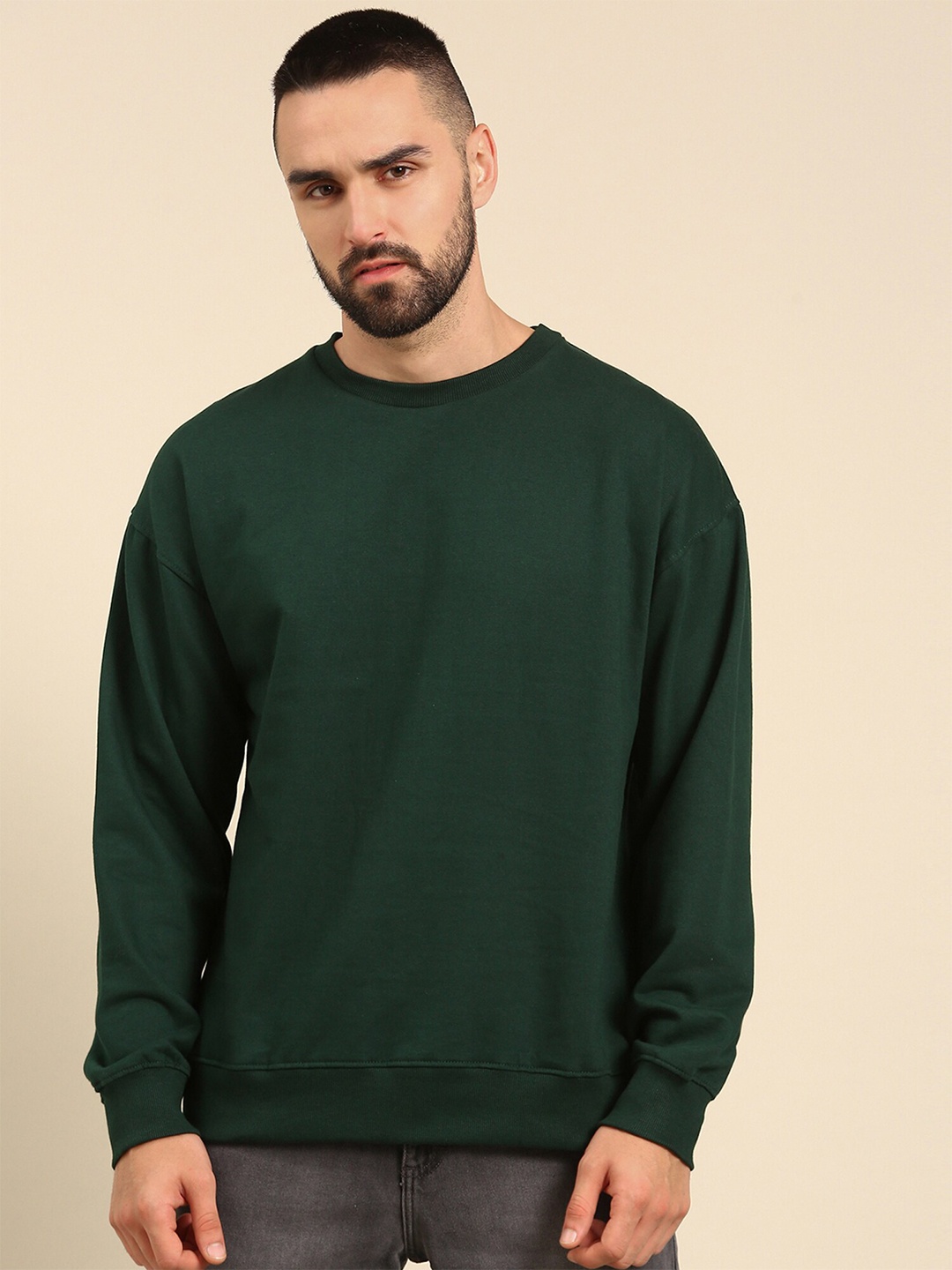 

recast Round Neck Pure Cotton Sweatshirt, Green