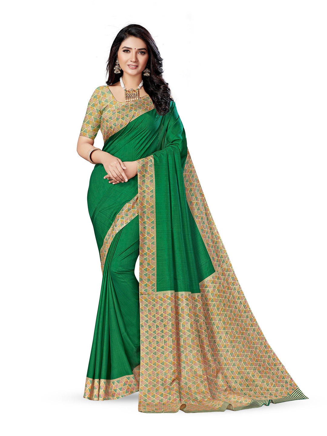 

SWAADHI Art Silk Mysore Silk Saree, Green