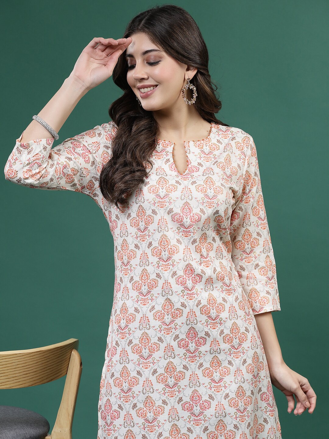 

Sangria Printed Straight Kurtas, White