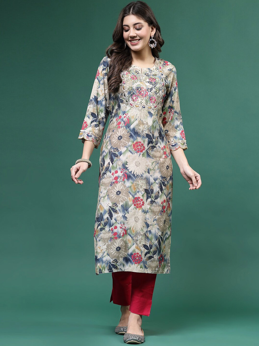 

Sangria Printed Straight Kurtas, Blue