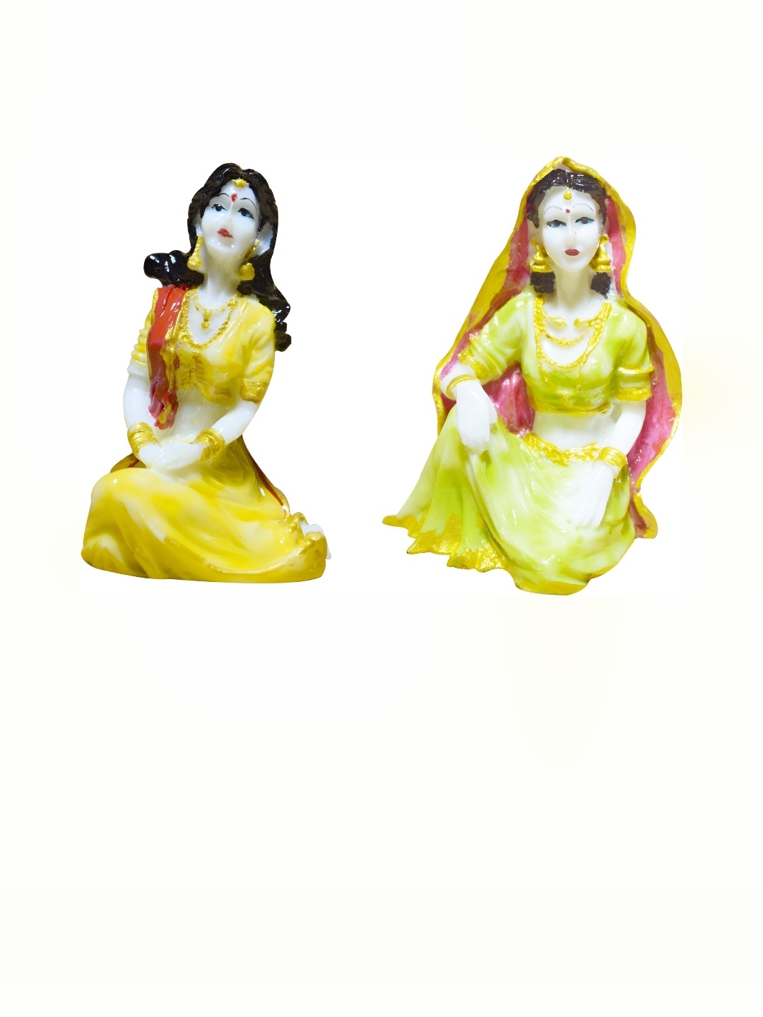 

GW CREATIONS White & Green 2 Pieces Figurine Showpieces