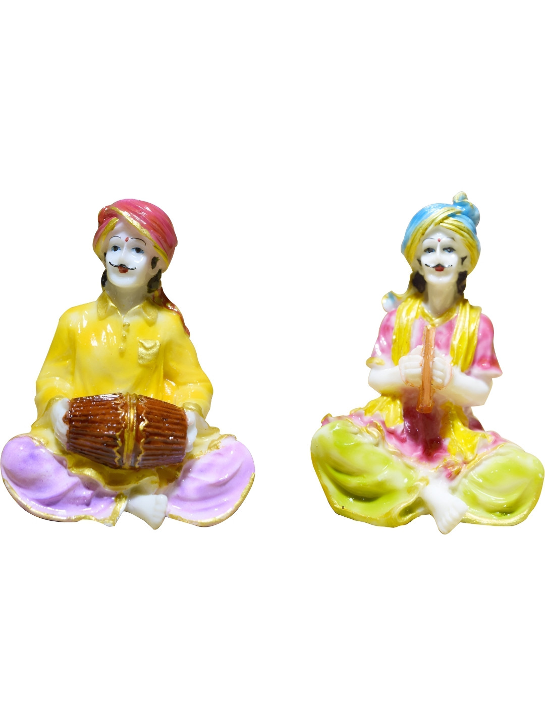 

GW CREATIONS White & Yellow 2 Pieces Figurine Showpieces