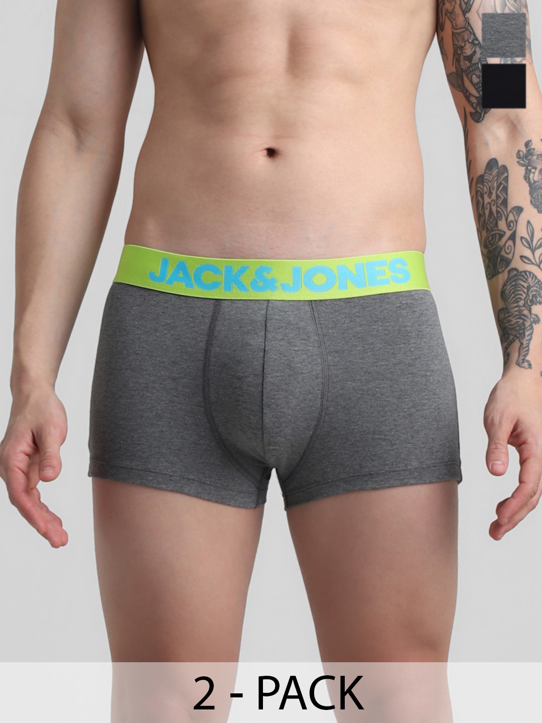 

Jack & Jones Pack Of 2 Outer Elastic Short Trunks 1353966001, Grey