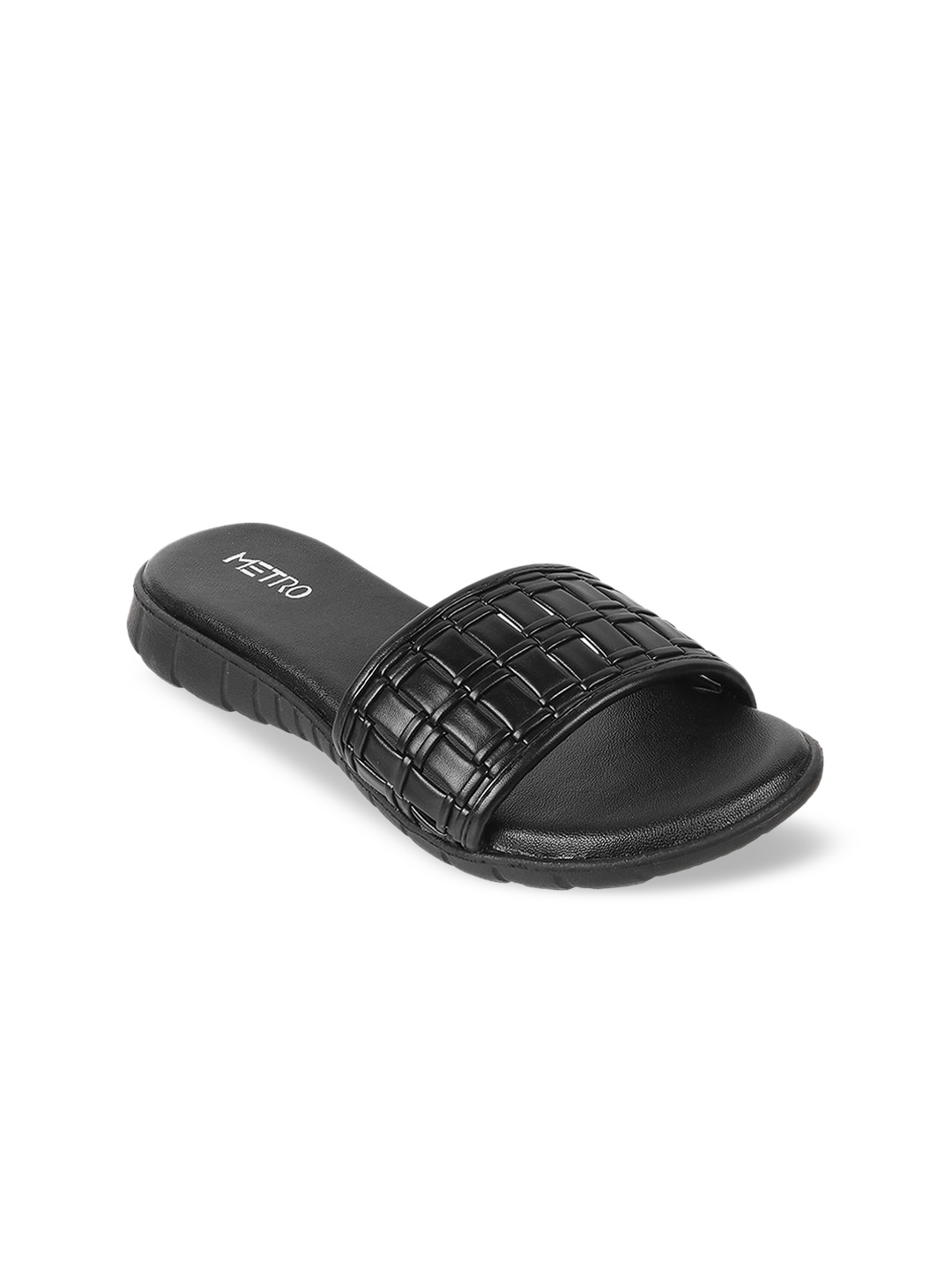 

Metro Textured Open Toe Flats, Black