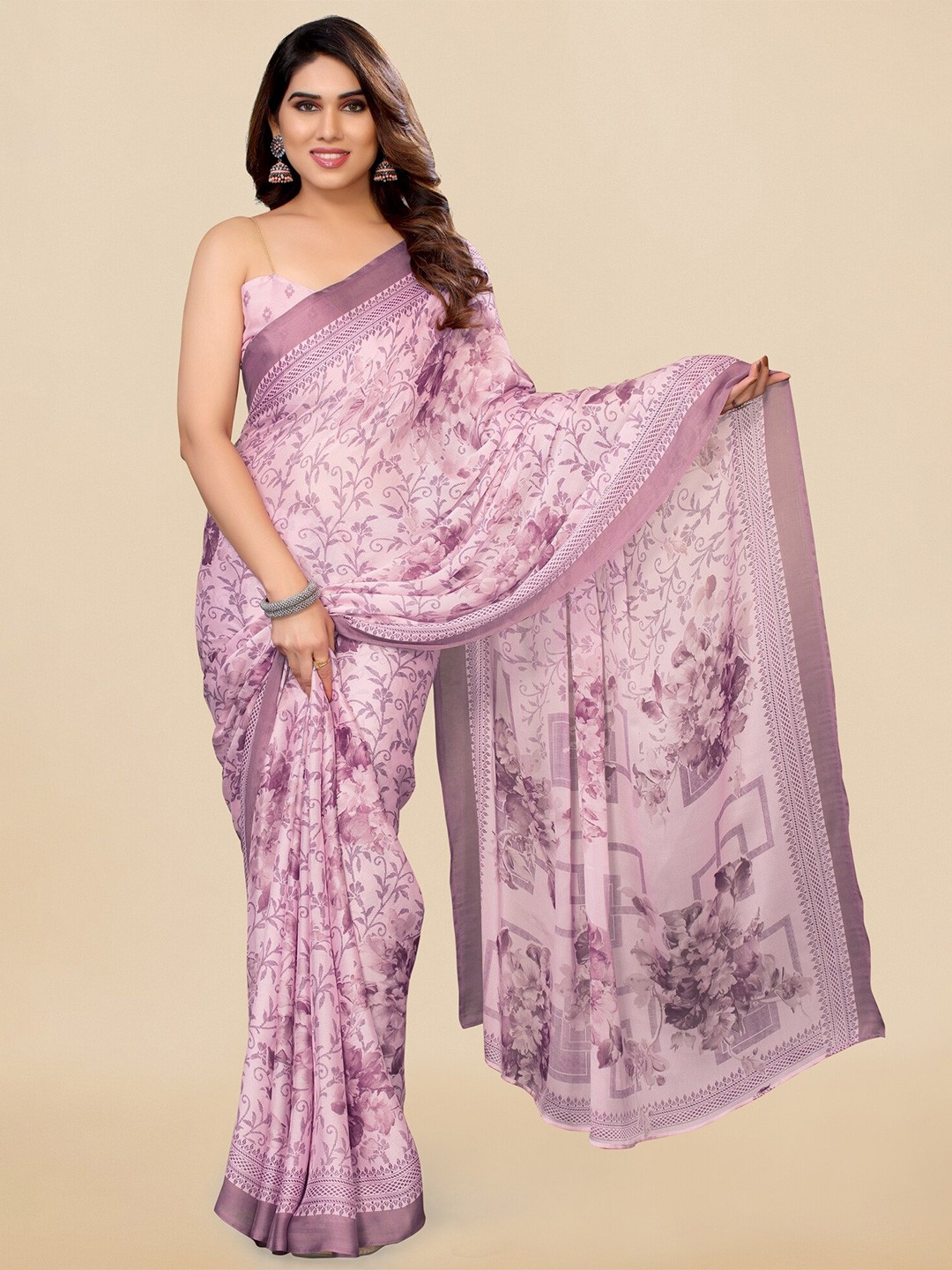

KALINI Floral Printed Saree, Pink
