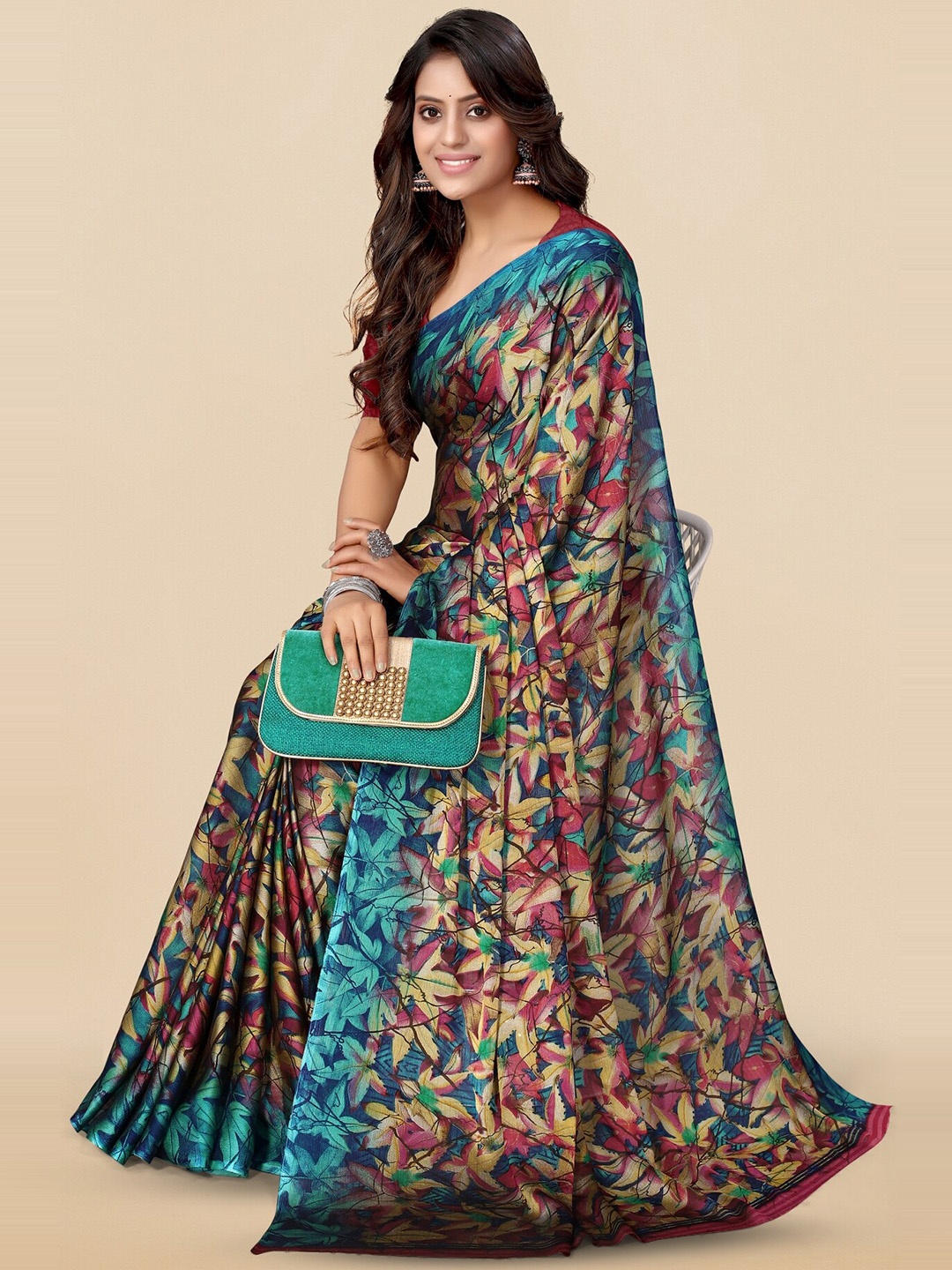 

KALINI Floral Printed Saree, Pink