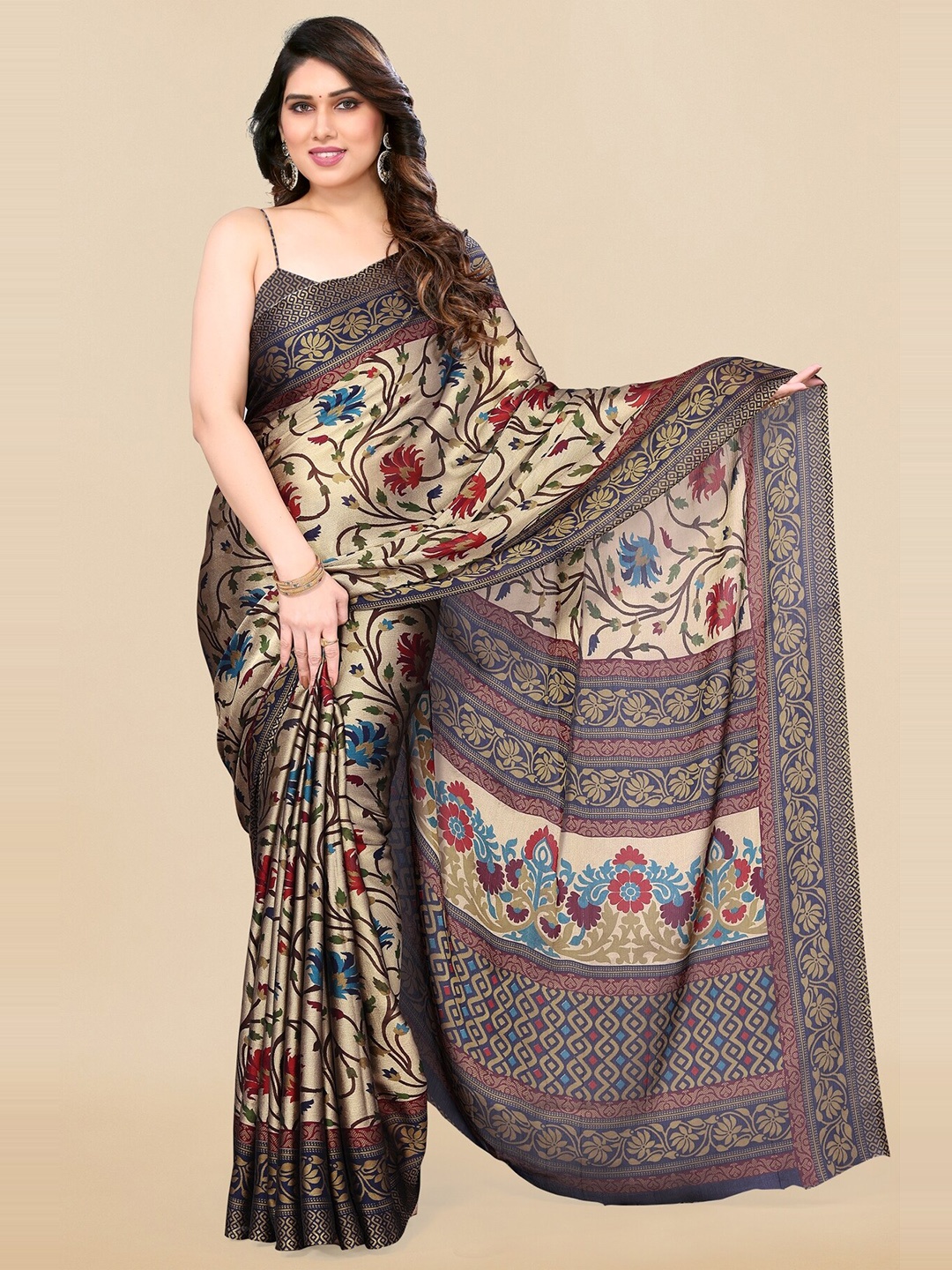 

KALINI Floral Printed Saree, Beige