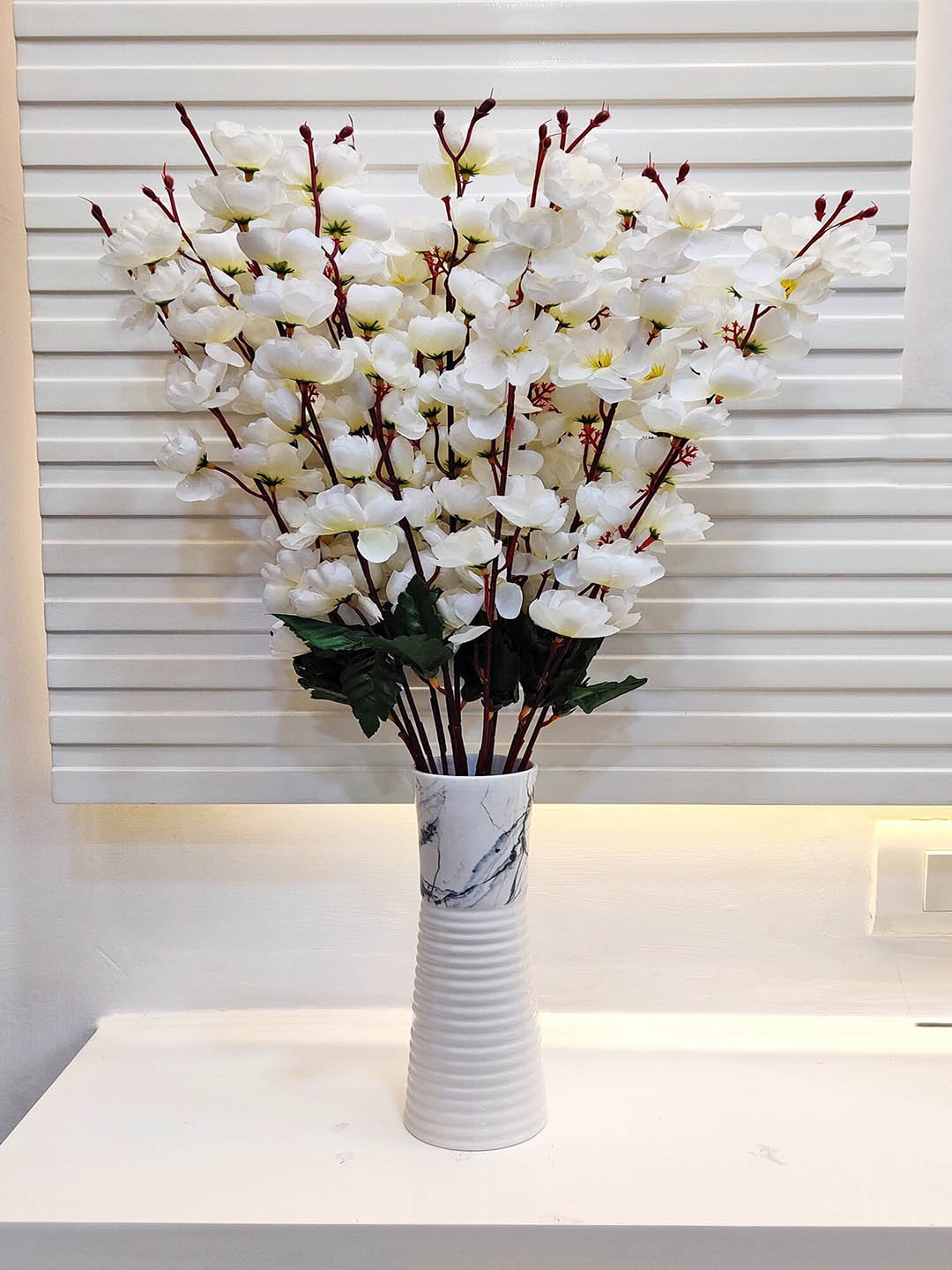 

ARTSY White Green 2 Pieces Cheery blossom Artificial Flowers