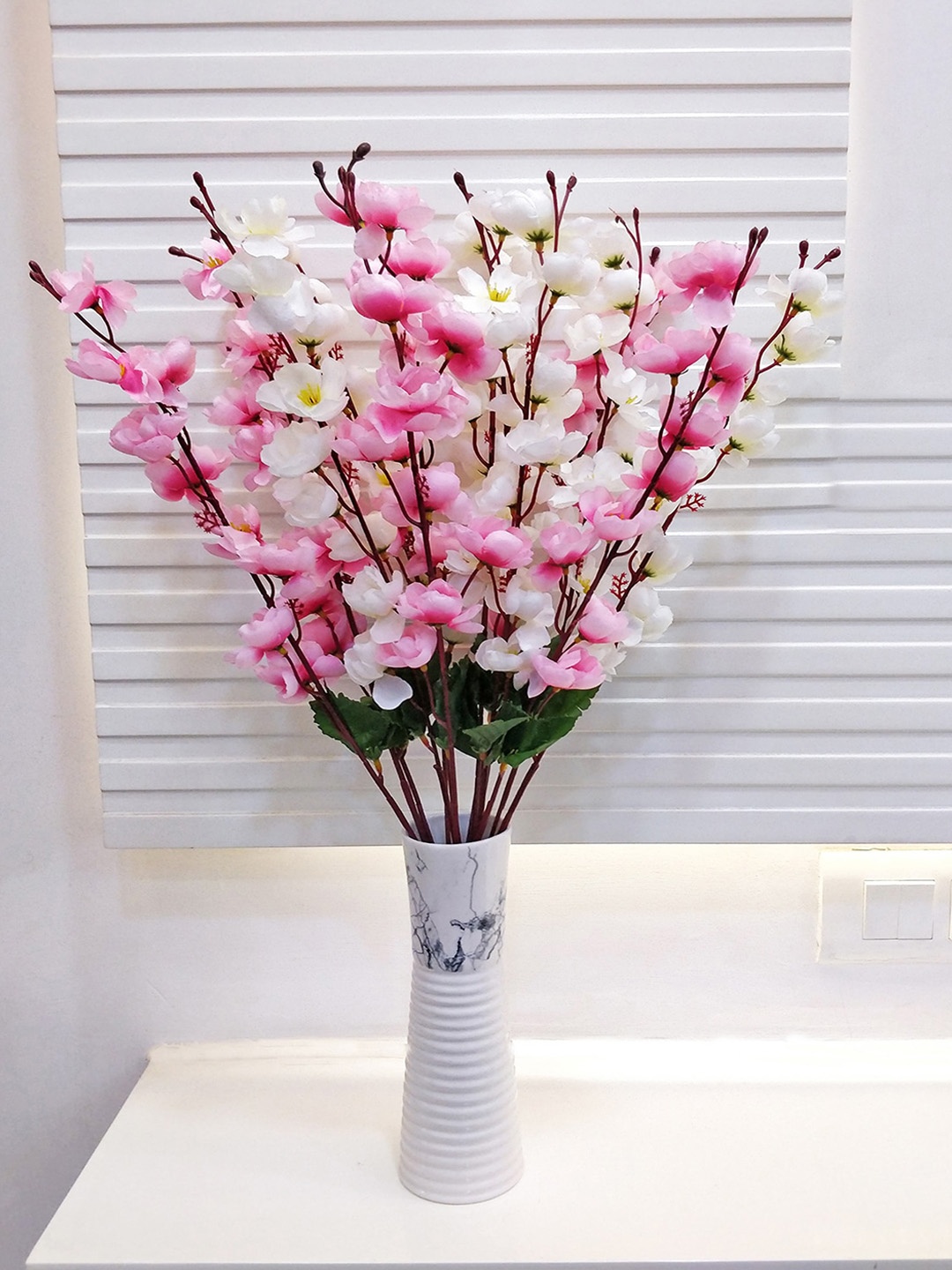 

ARTSY Unisex White & Pink 2Pcs Artificial Flowers &Plants