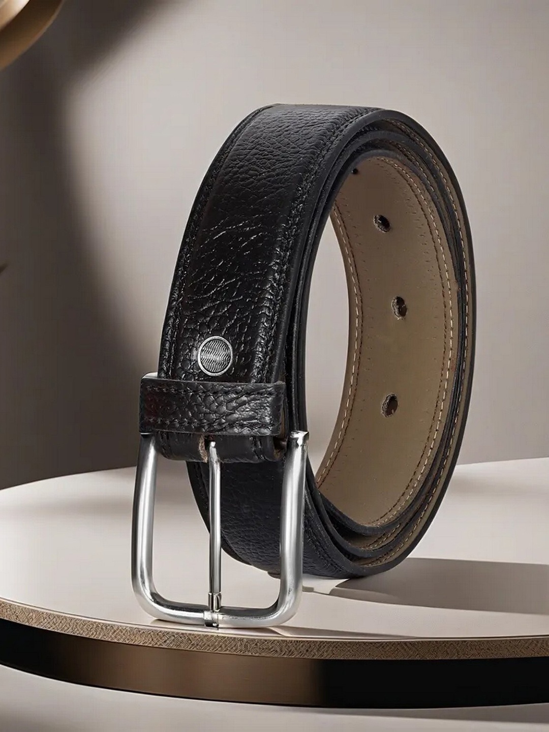 

LOREM Men Textured Casual Belt, Black