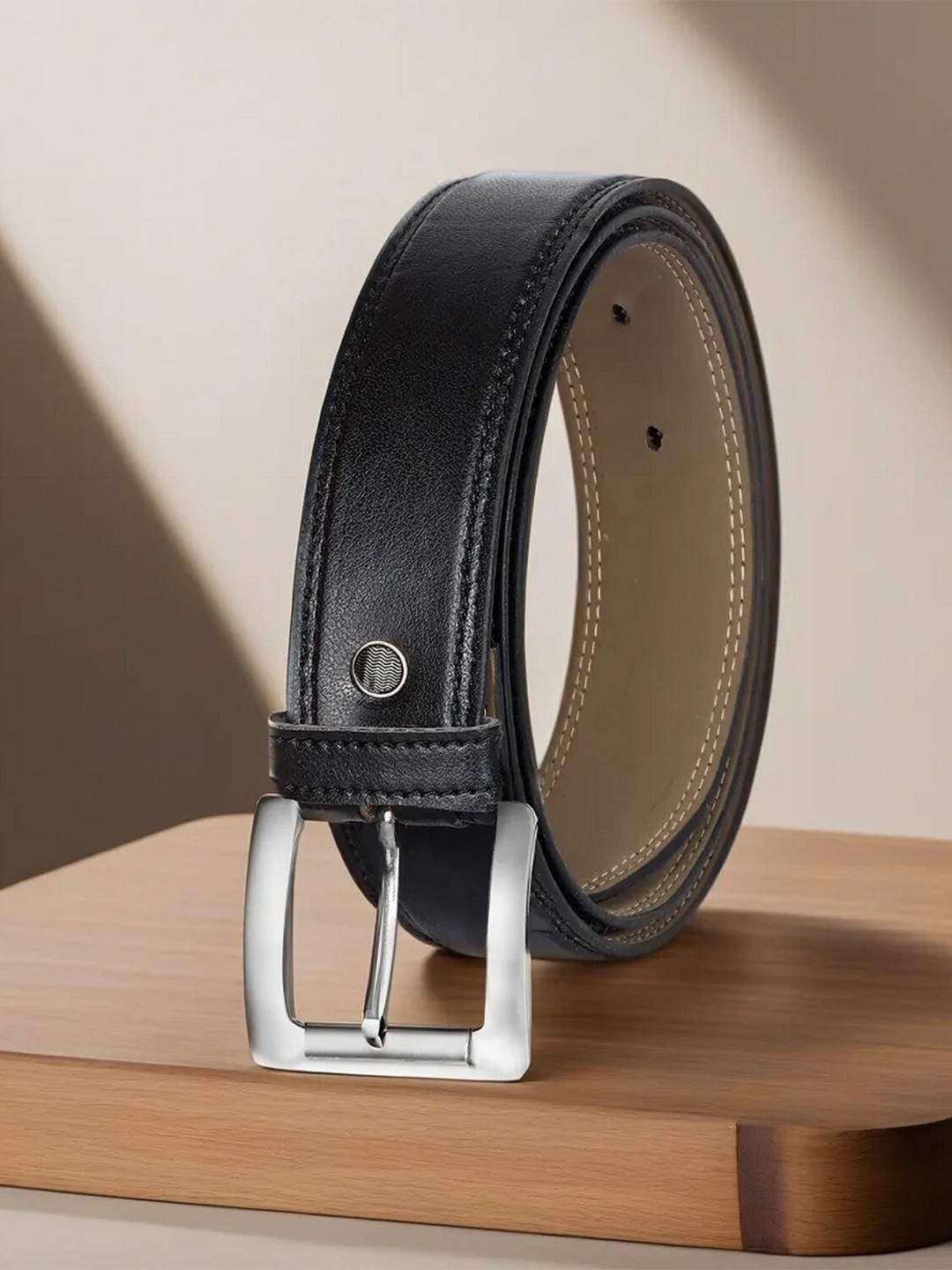 

LOREM Men Textured Formal Belt, Black