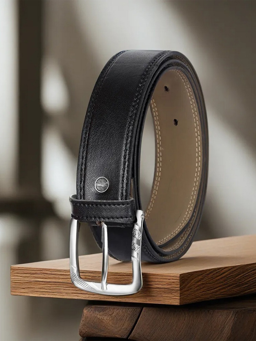 

LOREM Men Textured Formal Belt, Black