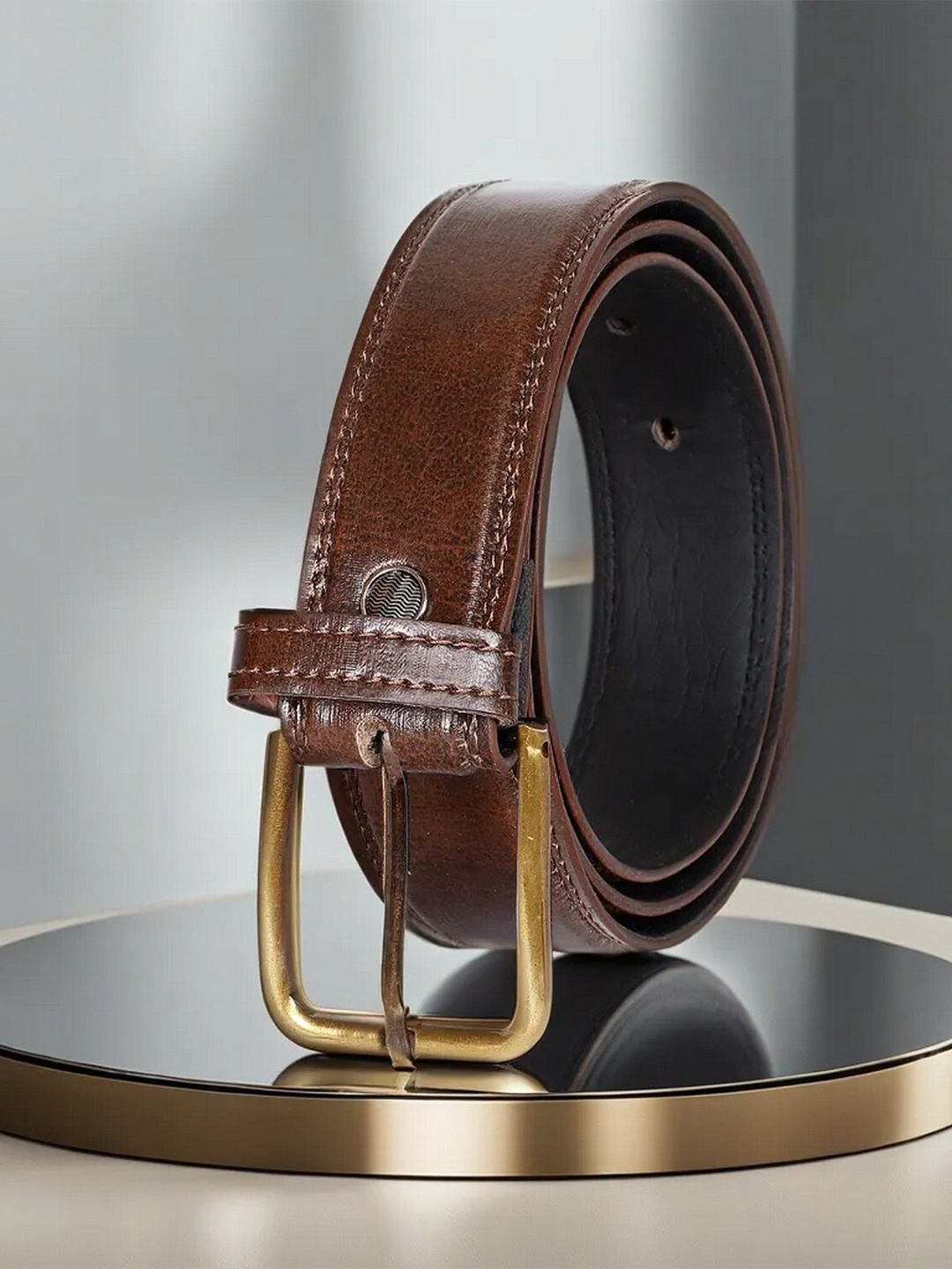 

LOREM Textured Wide Formal Belt, Brown