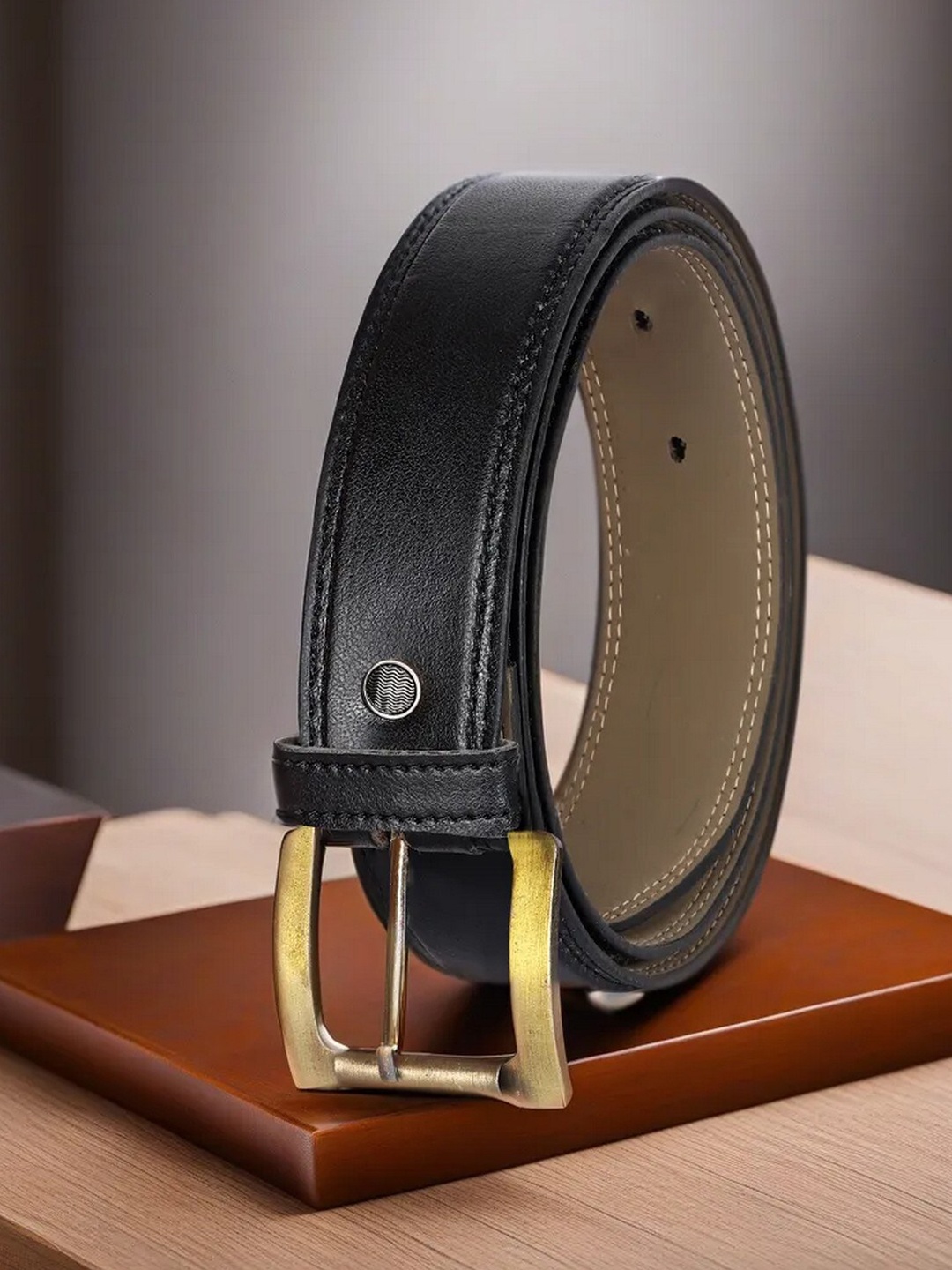 

LOREM Men Textured Formal Belt, Black