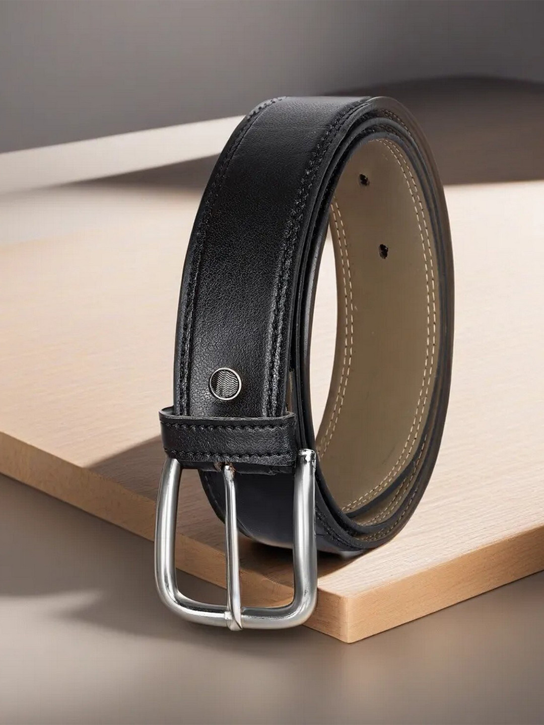 

LOREM Men Textured Formal Belt, Black