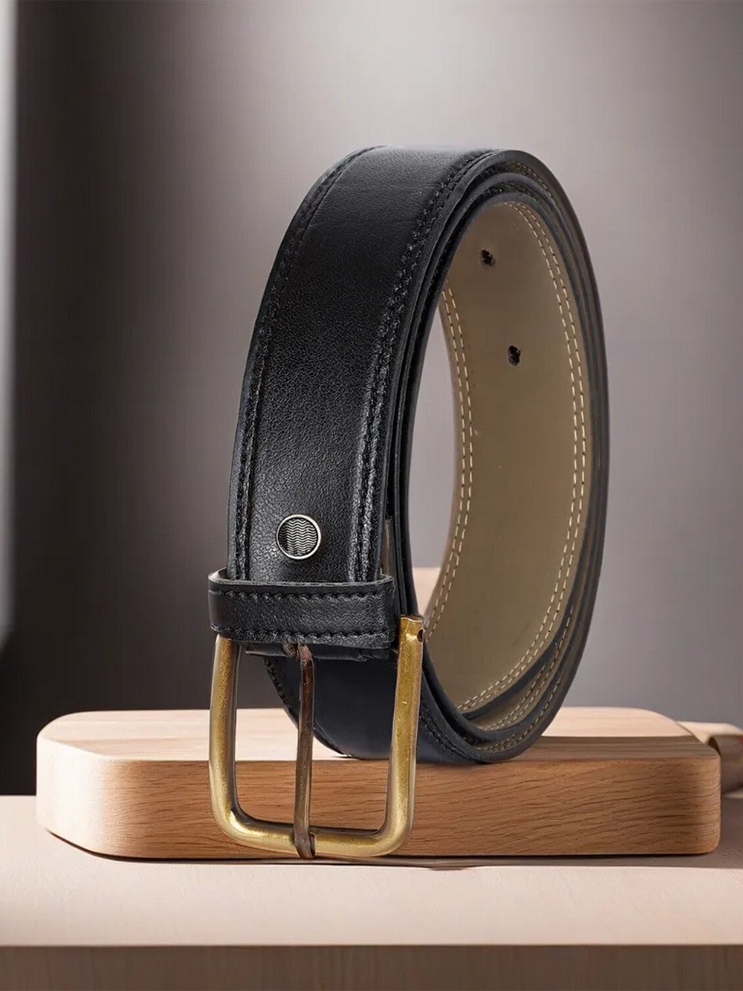 

LOREM Men Textured Formal Belt, Black