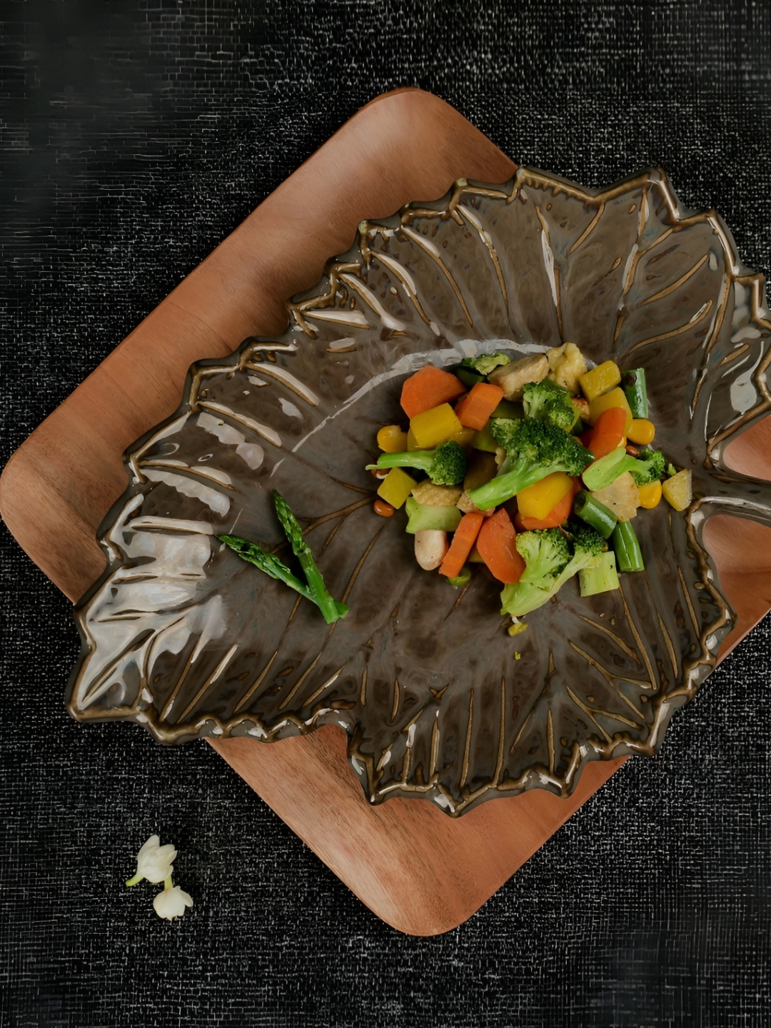 ARTYSTA BEAUTIFYING LIVES Brown Textured Ceramic Dishwasher Safe Food Platter
