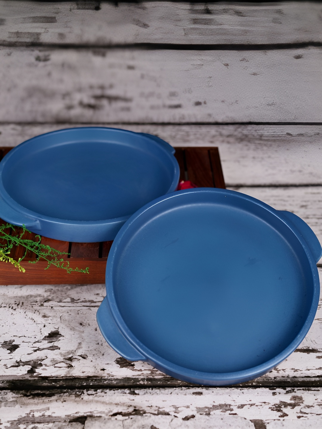 

ARTYSTA BEAUTIFYING LIVES Blue 2 Pieces Ceramic Dishwasher Safe Food Platter