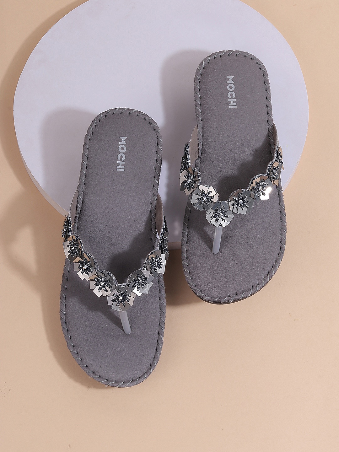 

Mochi Embellished Platform Heels, Grey