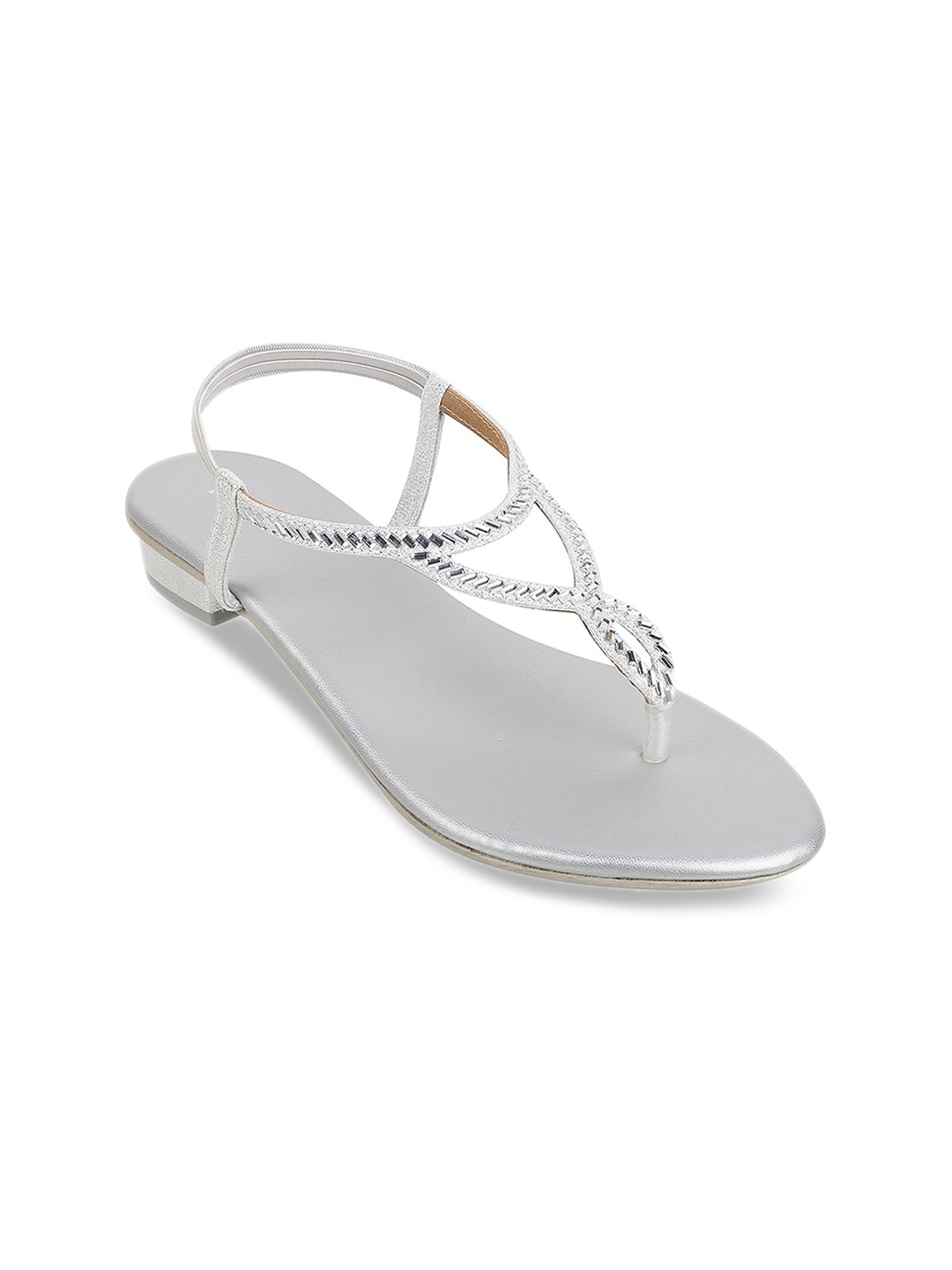 

Mochi Embellished Open Toe Block Heels, Silver