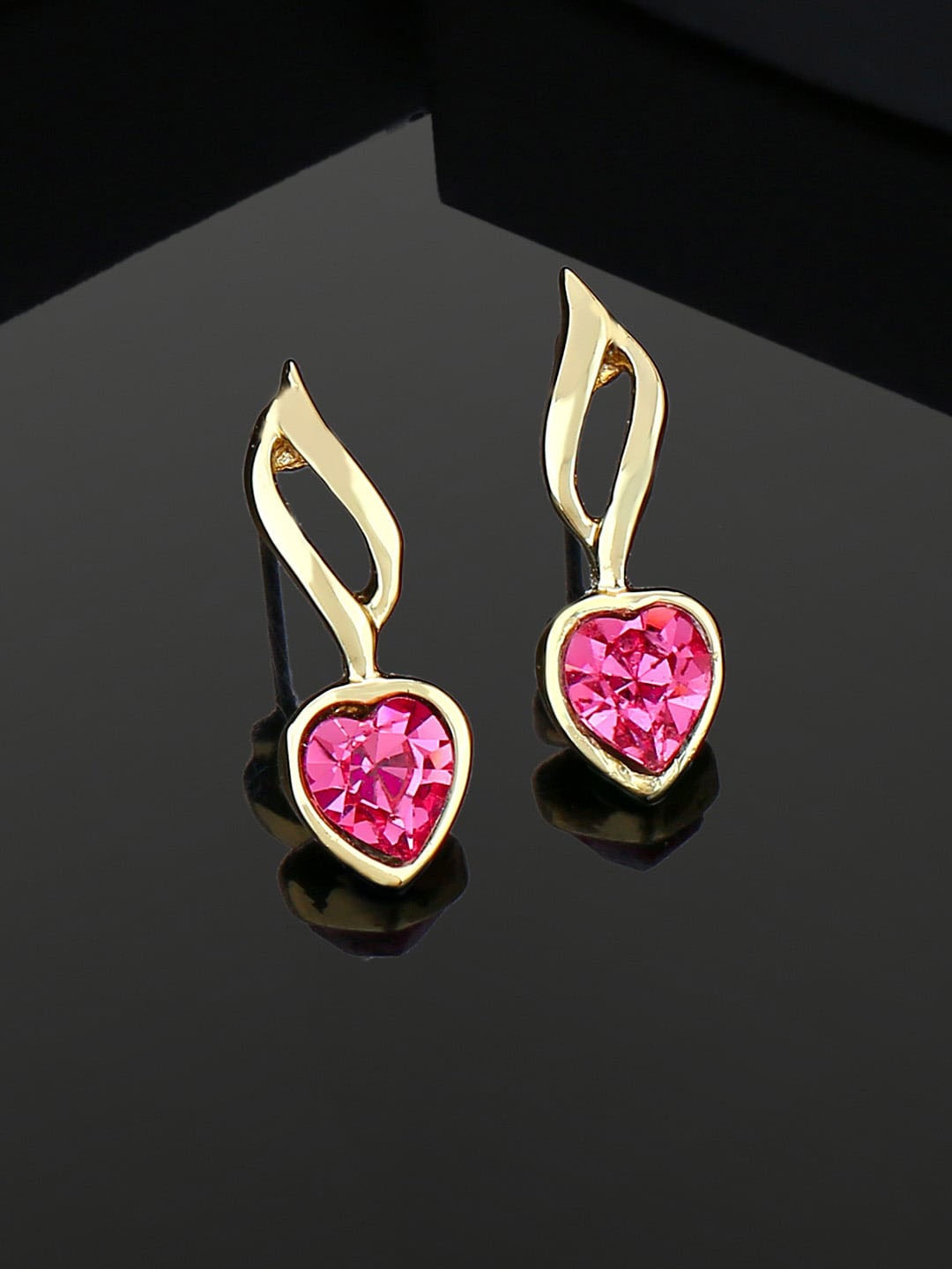 

Estele Gold-Plated Heart Shaped Studs Earrings, Pink