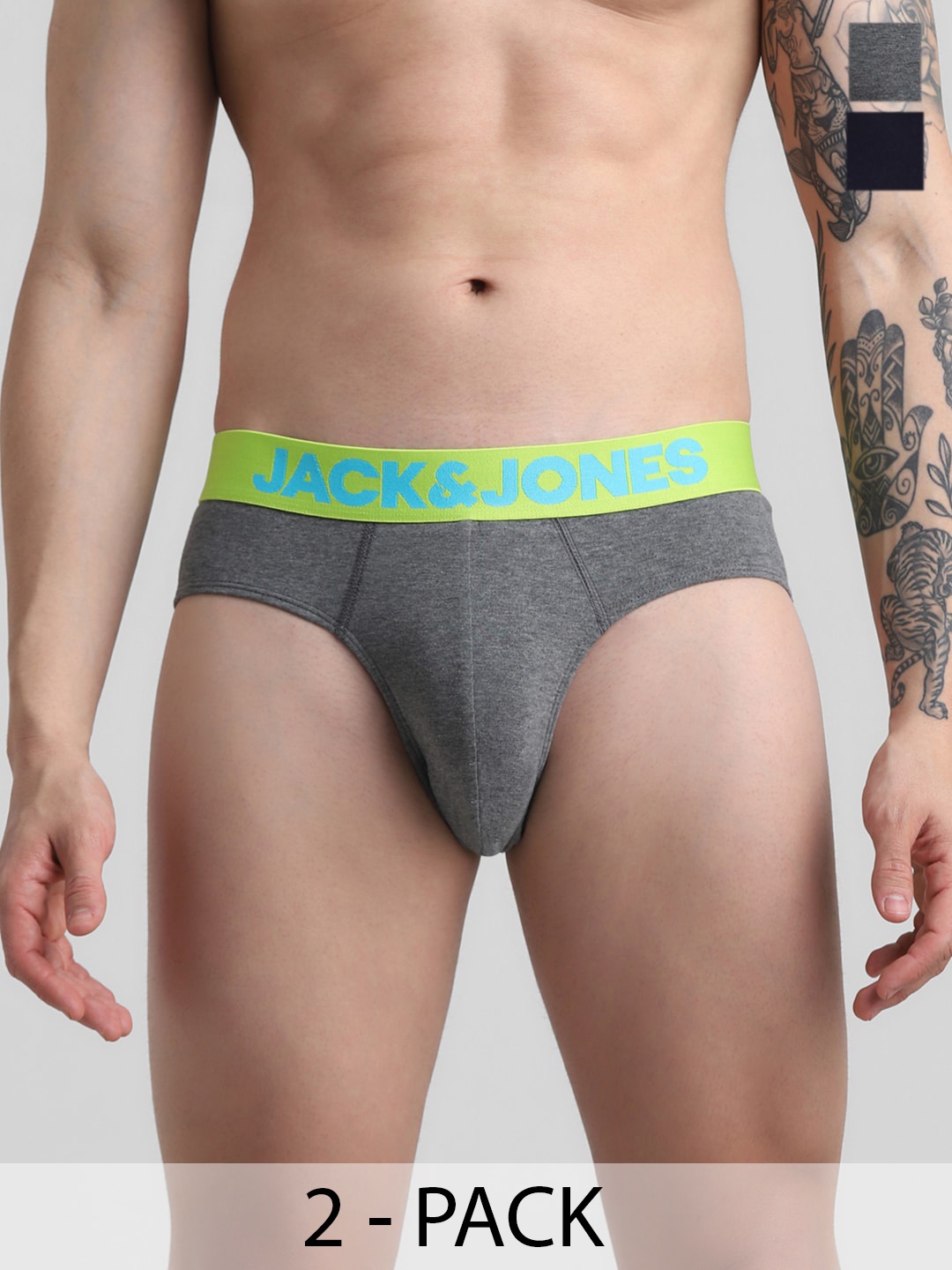 

Jack & Jones Pack Of 2 Mid-Rise Basic Briefs 1353957001, Black