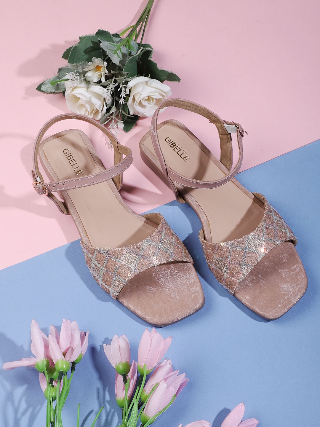 

Gibelle Women Peach-Coloured Ethnic Open Toe Flats