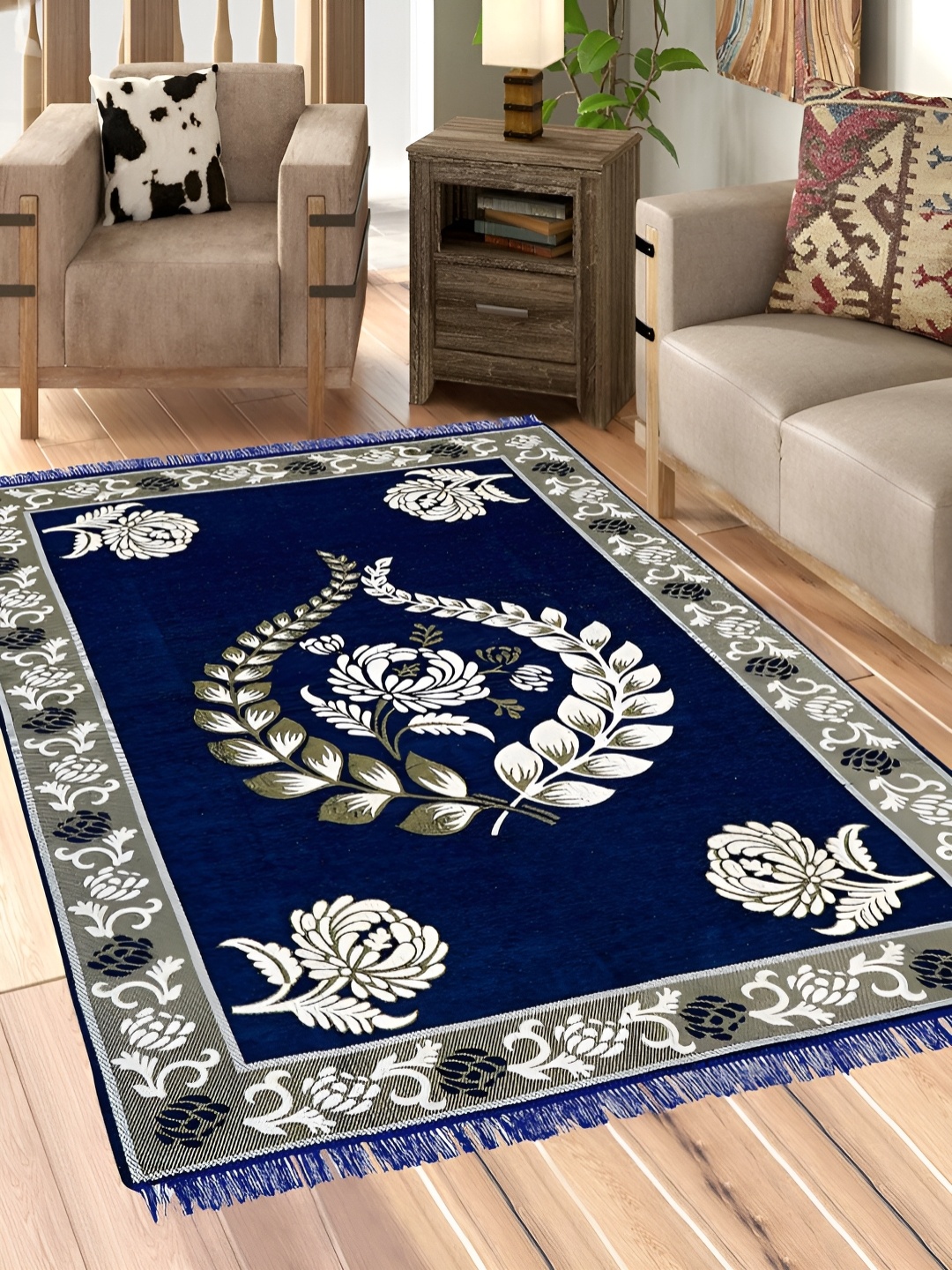 

Sparrow world Blue Solid Carpet