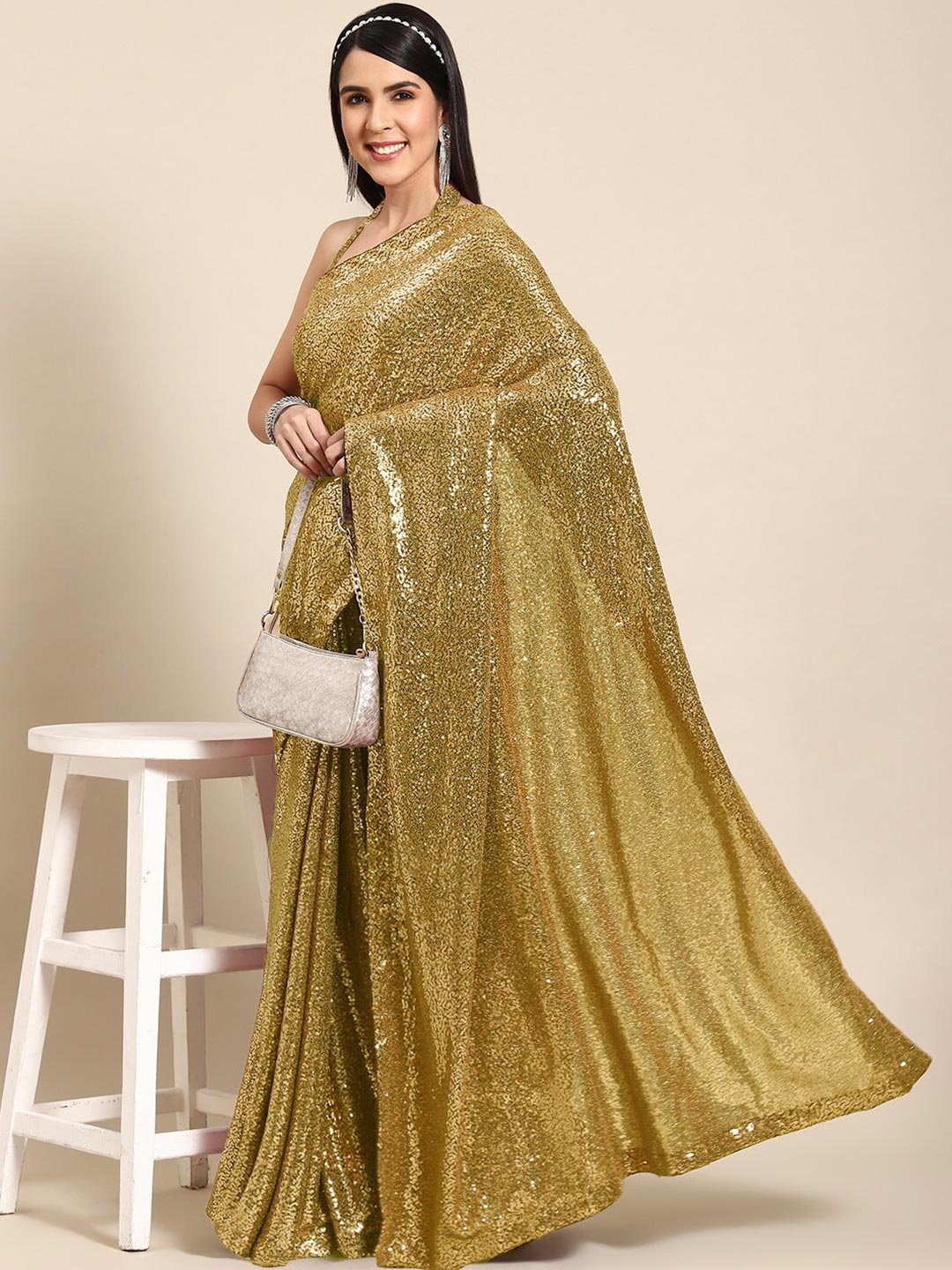 

Chhabra 555 Embellished Sequinned Saree, Gold