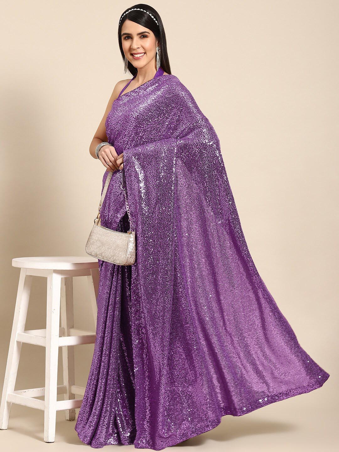 

Chhabra 555 Embellished Sequinned Saree, Lavender
