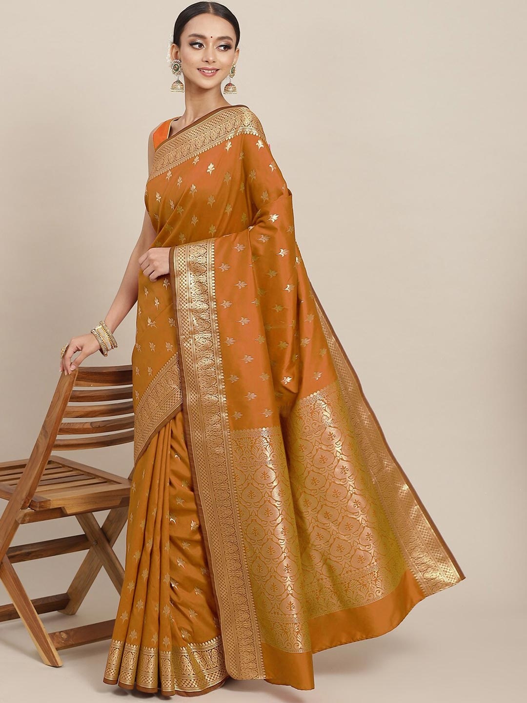 

Chhabra 555 Ethnic Motifs Woven Design Zari Mysore Silk Saree, Mustard