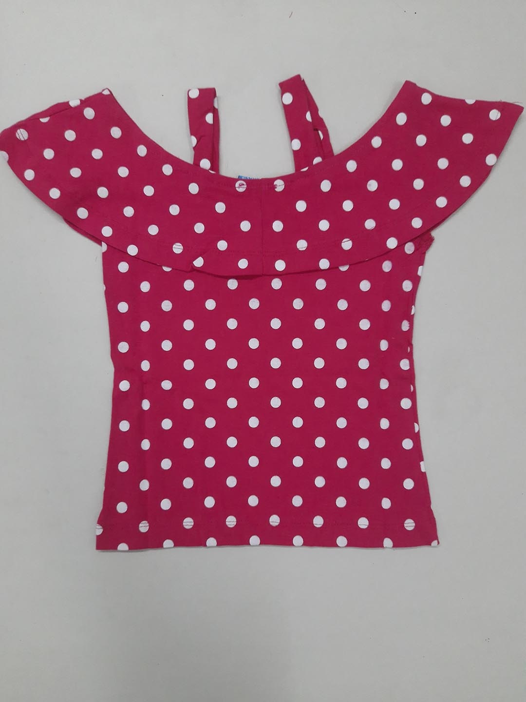 

BAESD Girls Polka Dot Printed Cold Shoulder Sleeves Pure Cotton Top, Pink