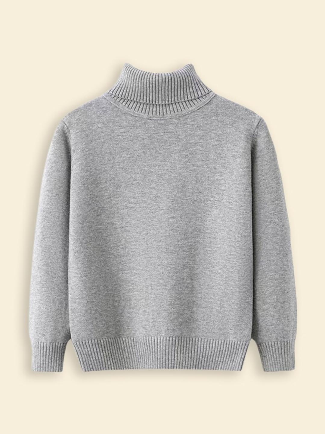 

INCLUD Girls Ribbed Turtle Neck Pullover, Grey