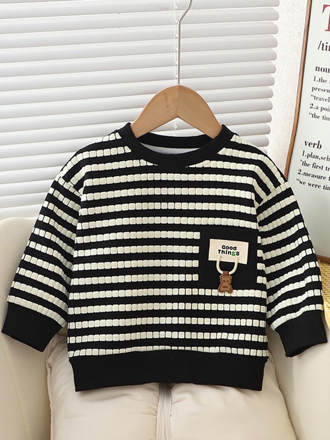 

INCLUD Girls Striped Pullover, Black