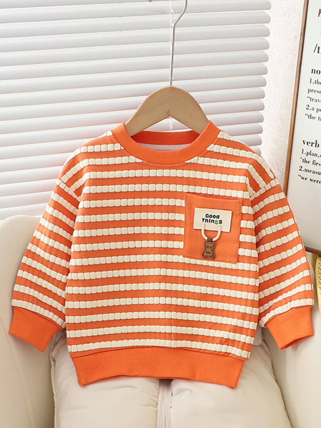 

INCLUD Girls Striped Pullover, Orange