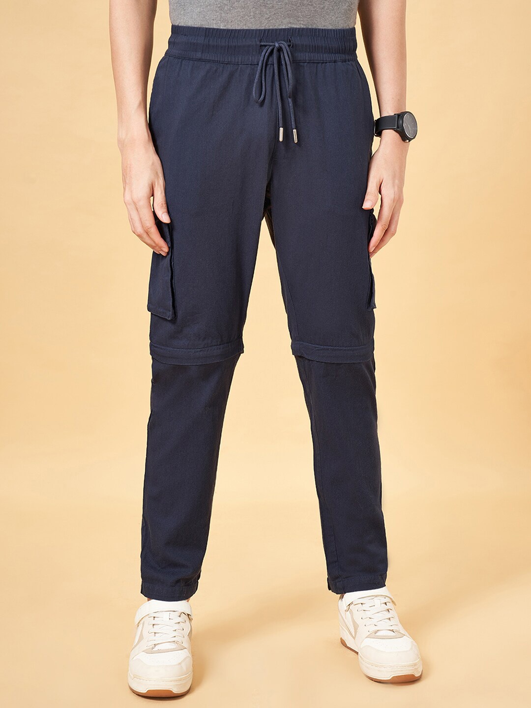 

YU by Pantaloons Men Mid-Rise Cargo Trouser, Navy blue