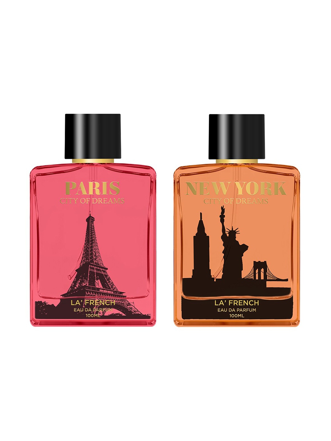 

La French Paris & New York 2-Pcs Long Lasting Eau De Parfum - 100ml Each, Black