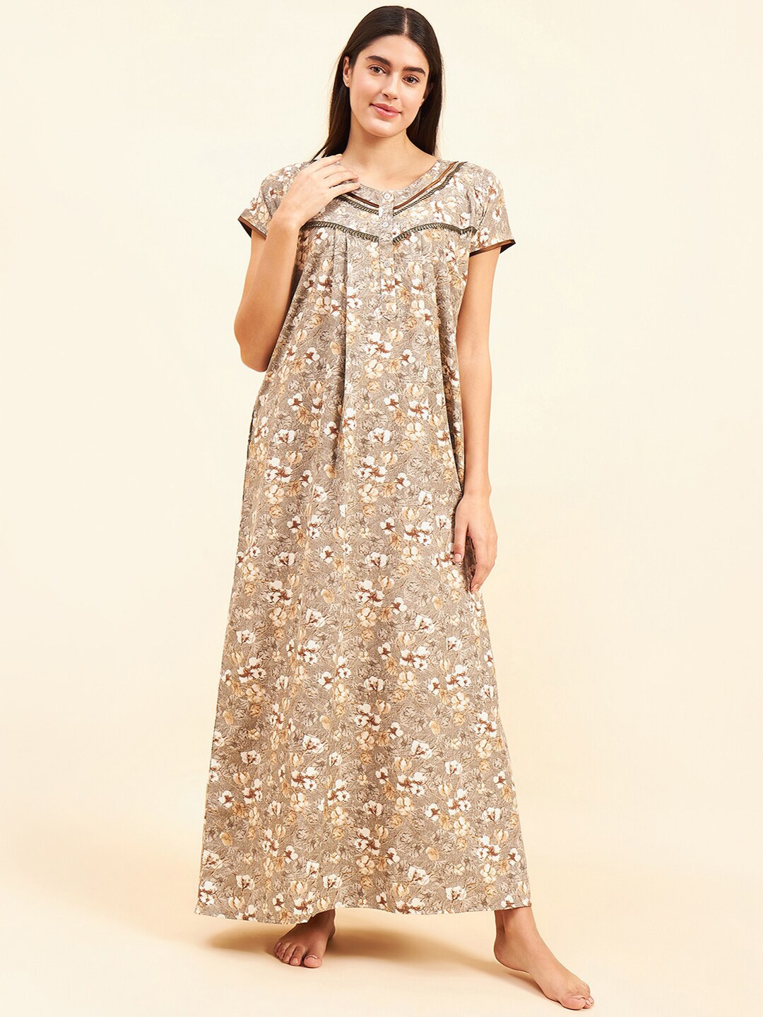 

Sweet Dreams Floral Printed Maxi Nightdress, Khaki