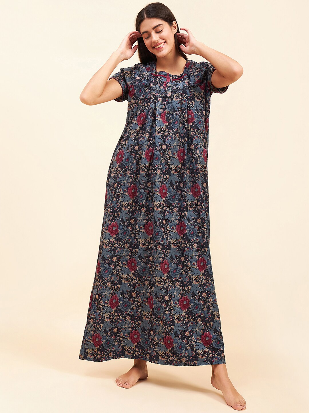 

Sweet Dreams Floral Printed Maxi Nightdress, Navy blue