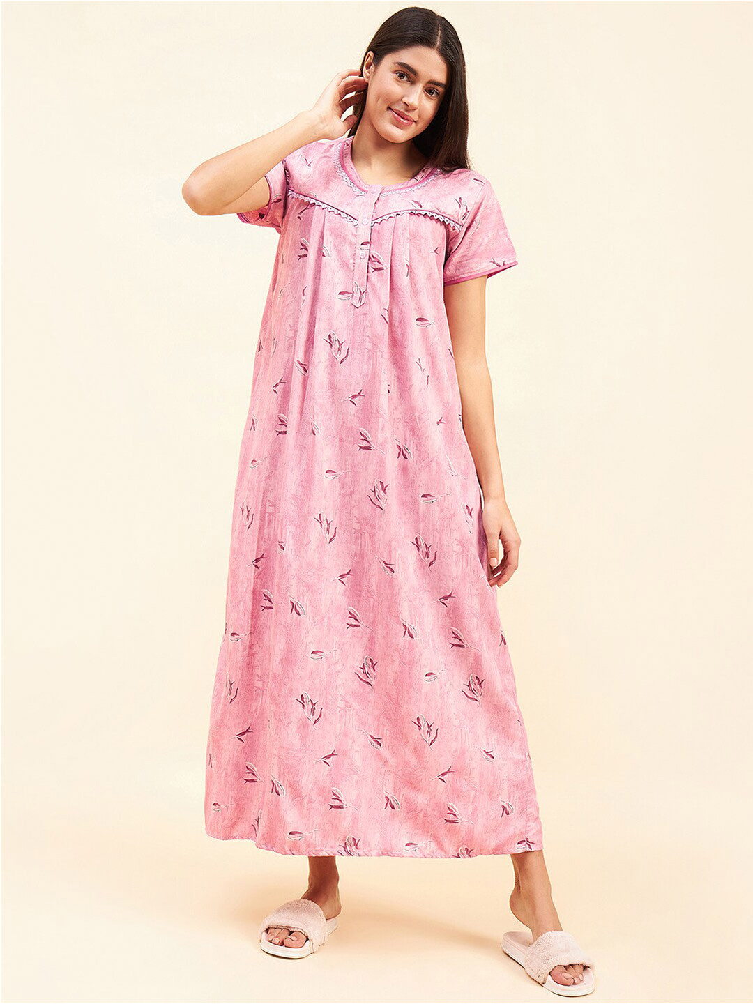

Sweet Dreams Floral Printed Maxi Nightdress, Rose
