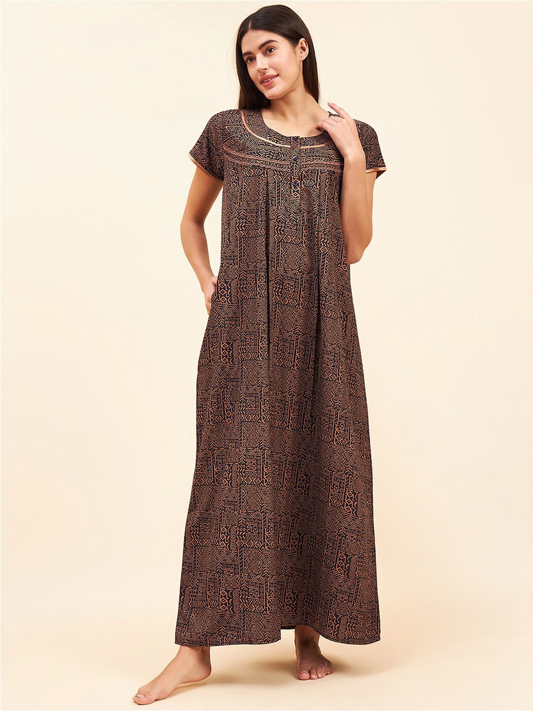 

Sweet Dreams Geometric Printed Maxi Nightdress, Navy blue