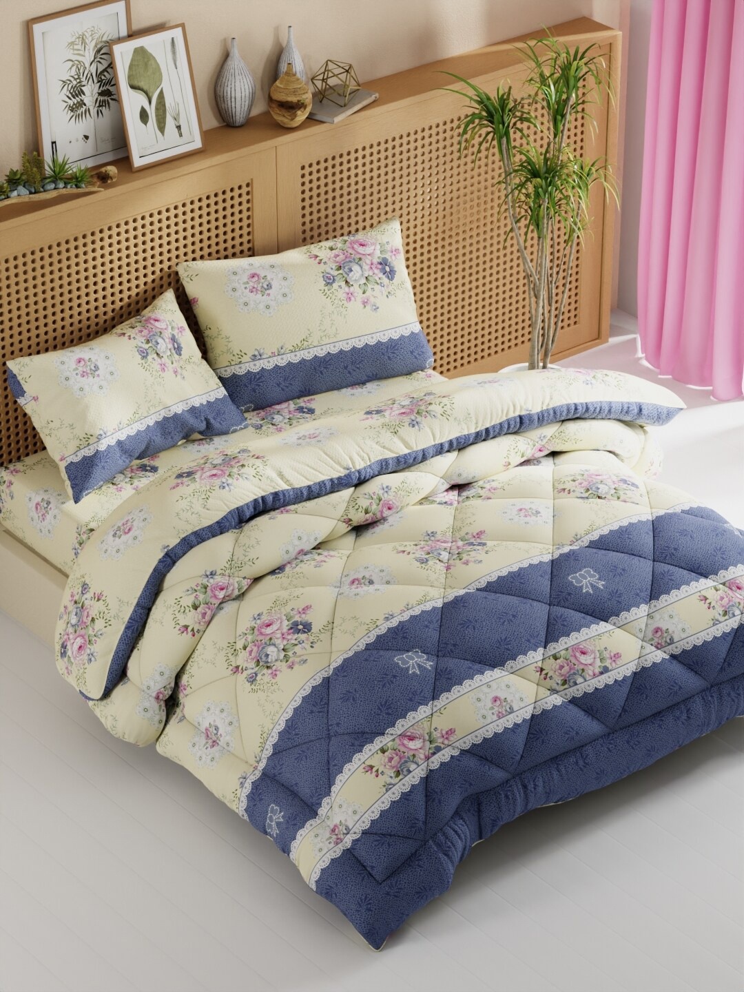 

BIANCA Green and White 3 Pieces Bedding Set