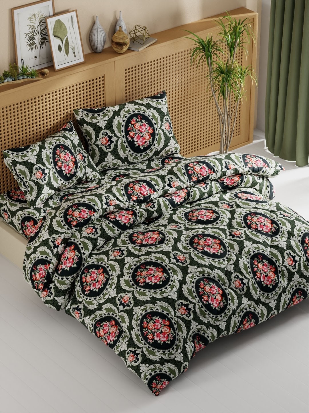

BIANCA Brown & White 4 Pieces Double Bedding Set, Green