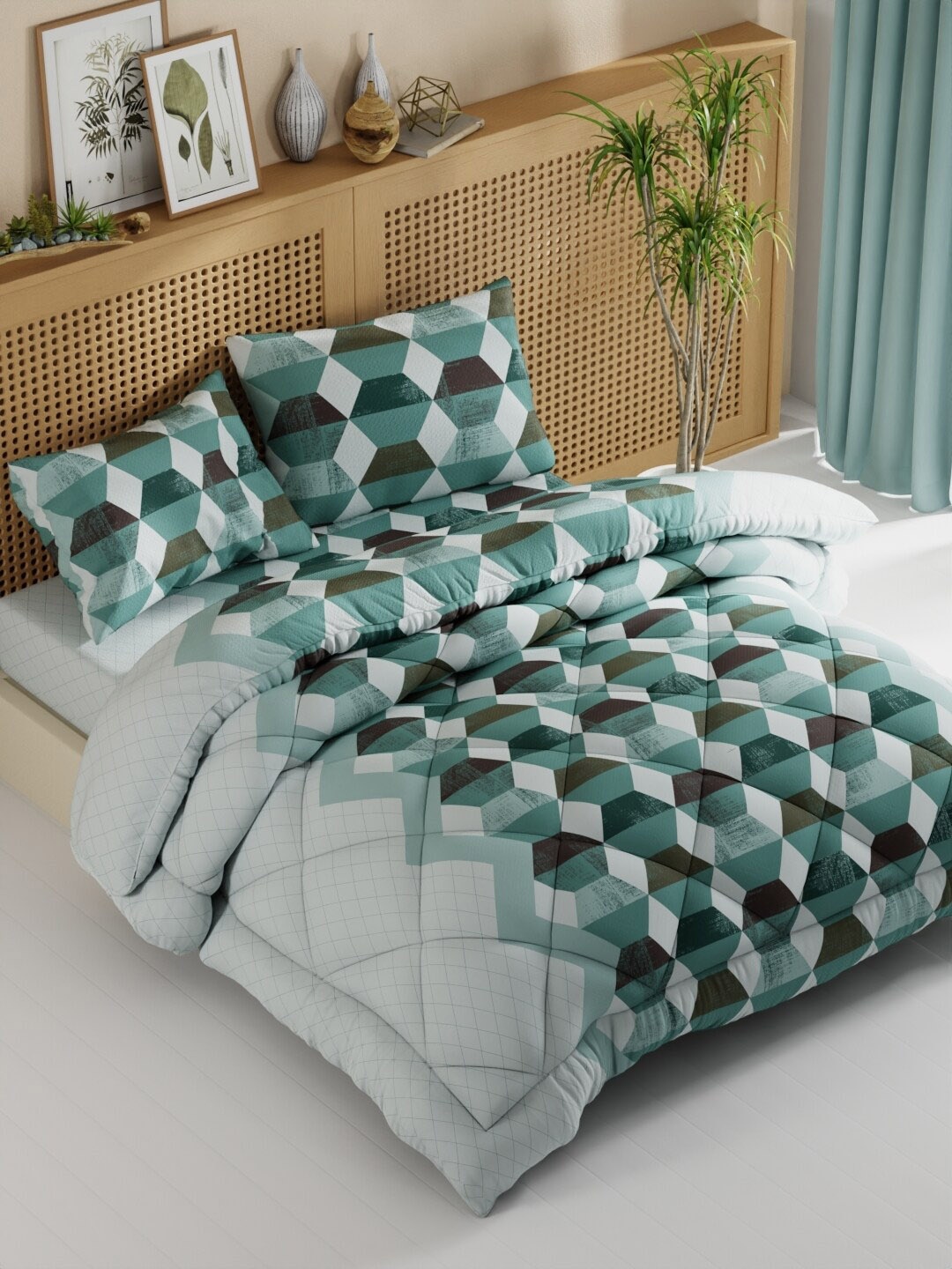 

BIANCA Brown & White 4 Pieces Double Bedding Set, Teal