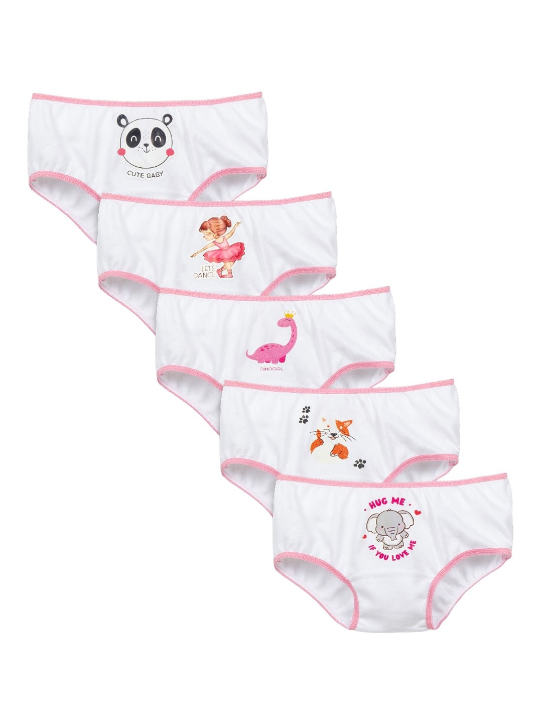 

BAESD Girls Pack of 6 Conversational Printed Cotton Briefs, White