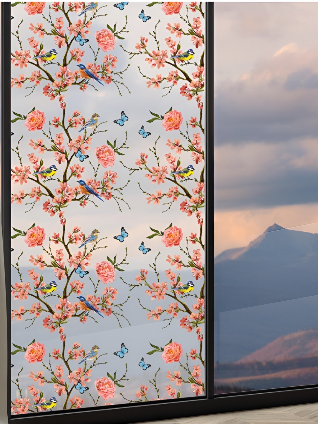 

CVANU Transparent & Pink Printed Self Adhesive Window Film Sticker