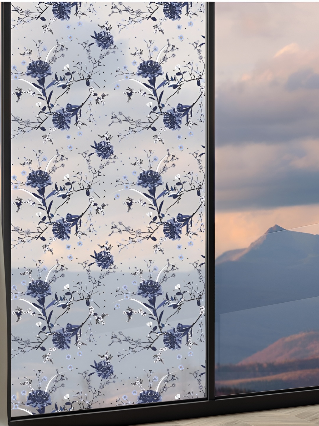 

CVANU Blue & White Floral Self-adhesive Window Film