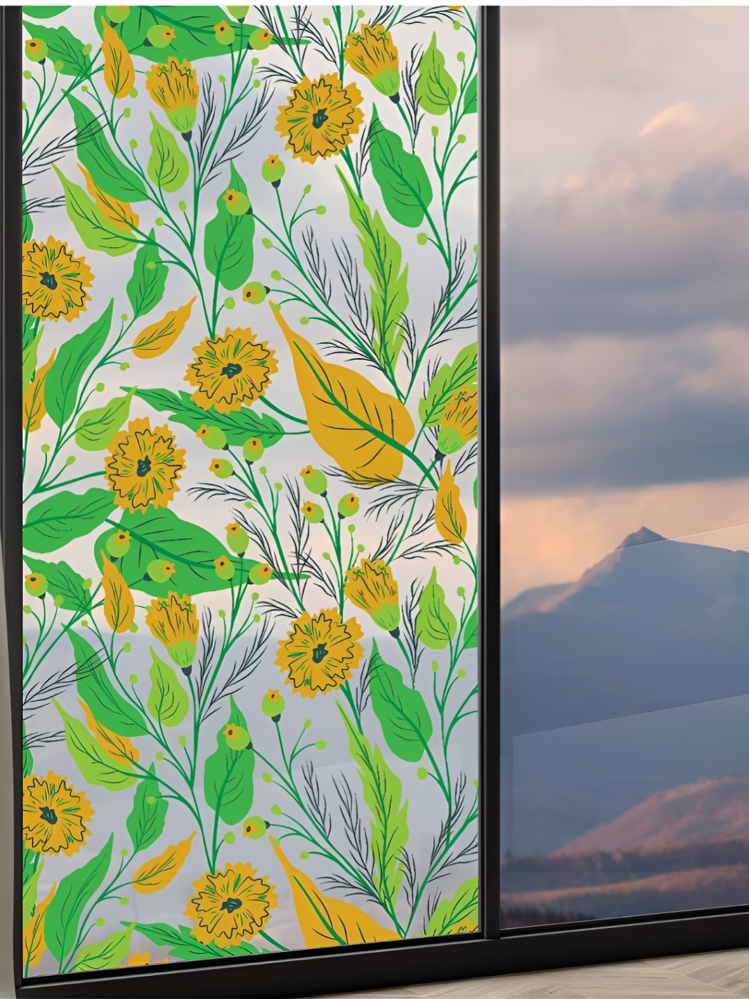 

CVANU Green & Yellow Printed Self Adhesive Window Film Sticker